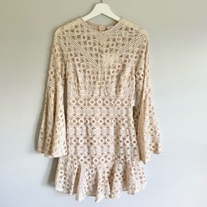 NWT Selfie Leslie Nude Lace Dress Bell Sleeves